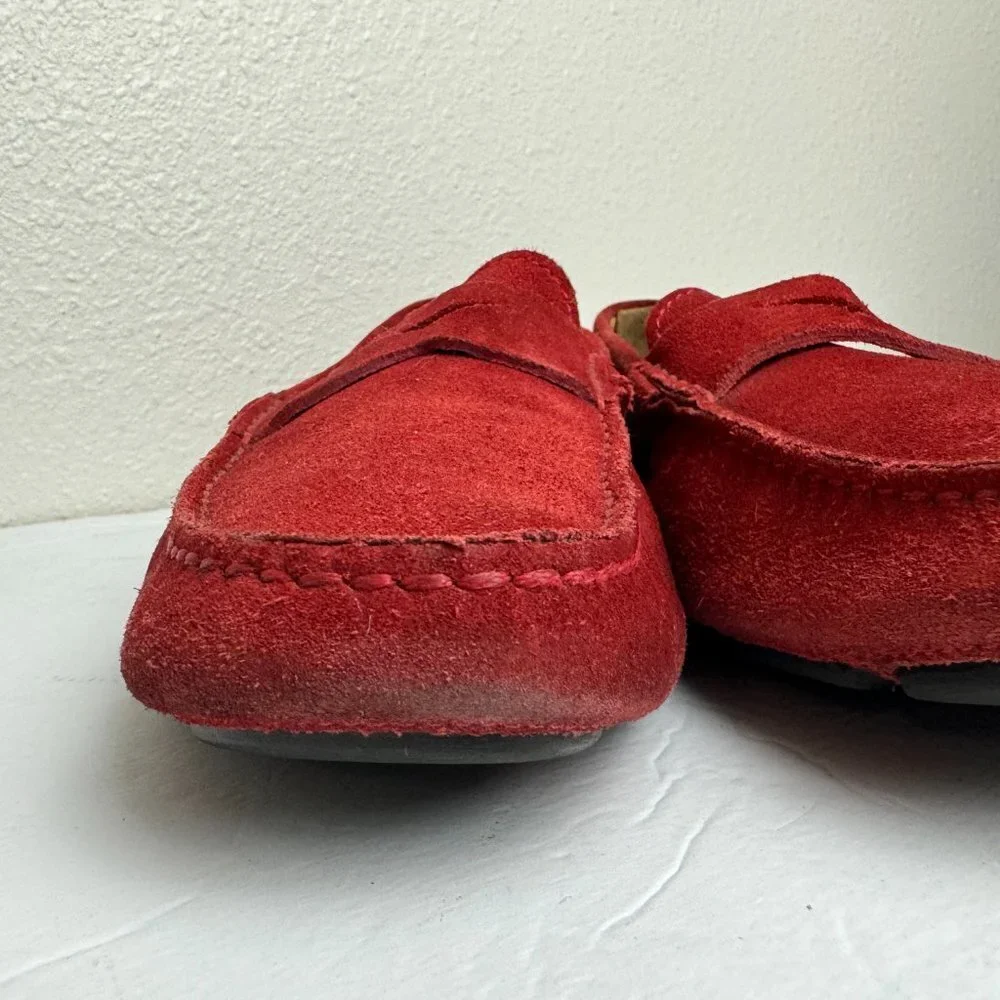 Giorgio Armani Driving Shoes Red Suede Size 8.5